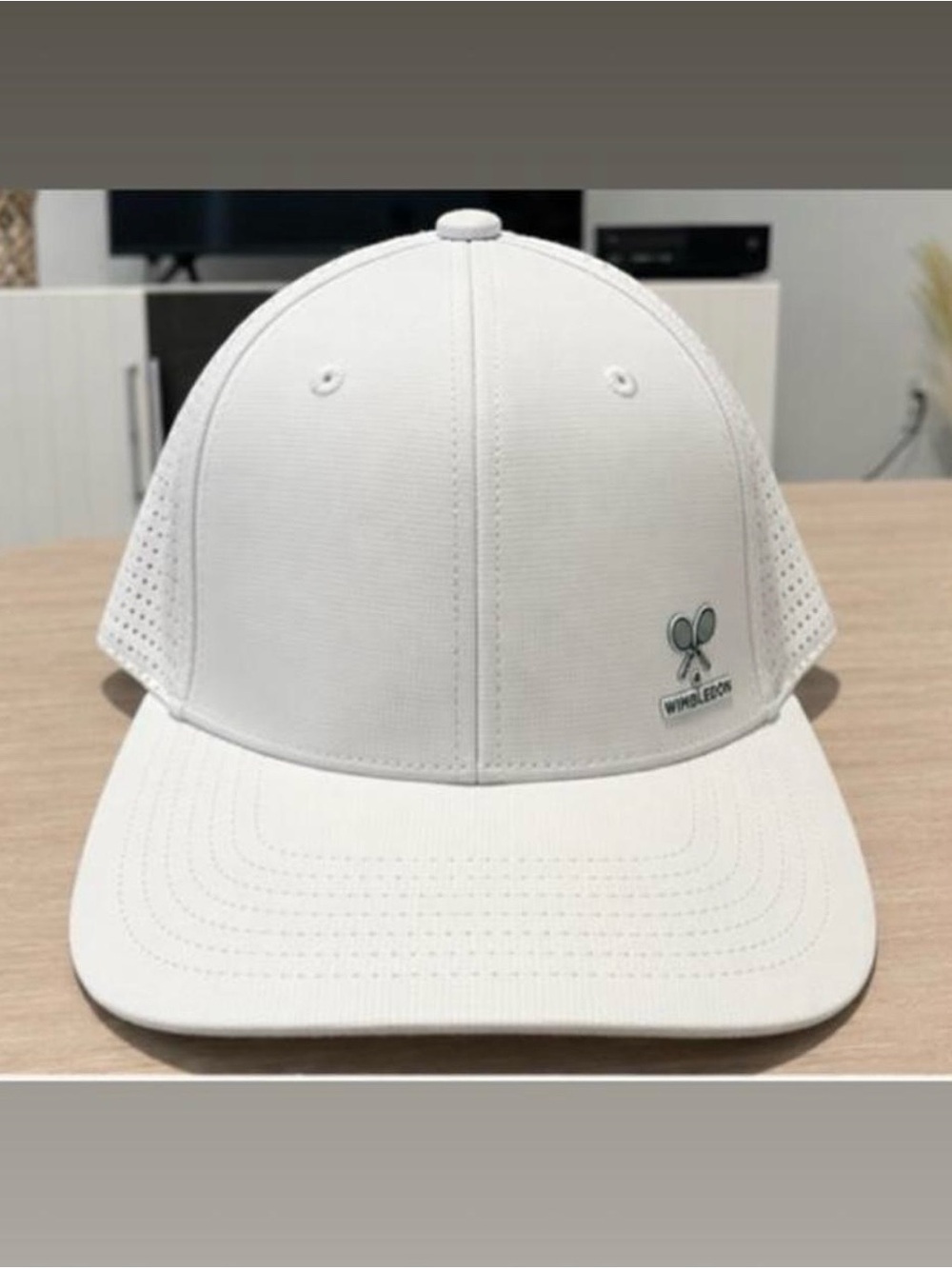 Wimbledon White Performance Baseball Cap with Tennis Racket Logo